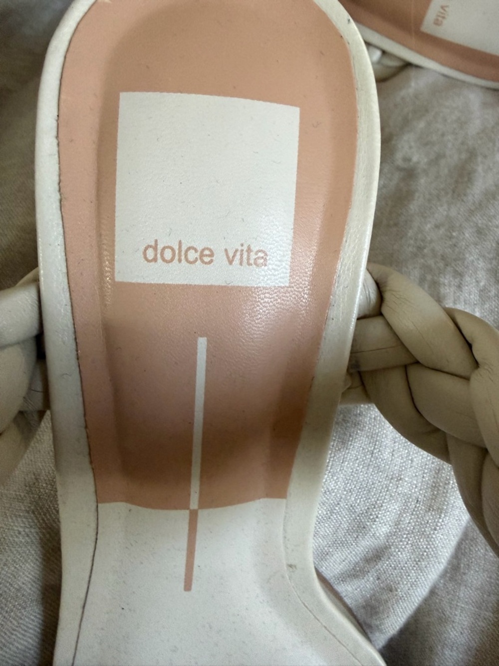 Dolce Vita Braided Double-Strap Block Heel Sandal in Cream - Picture 4 of 4